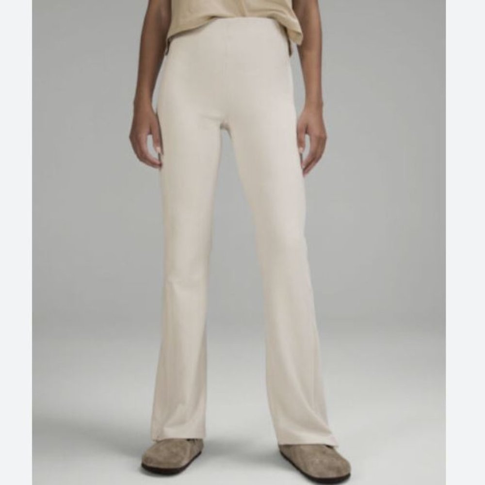 RARE | NWT | Lululemon Brushed Softstream Rib Zip Flare Pants | White Opal | 10